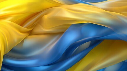 Yellow and blue transparent fabric abstract background. Ukrainian flag. Ai generative