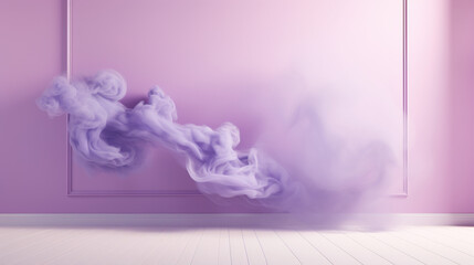 Fototapeta na wymiar Ein schöner abstrakter, moderner purpur Hintergrund für eine Produktpräsentation mit glattem Boden und Rauch. Wellen- Wellenkonzept zur Veranschaulichung und Hervorhebung Produktdetails. Generative AI