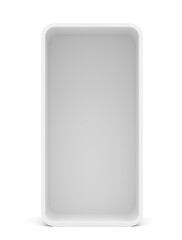 Blank empty rounded showcase display. Front view. Mock-up. Ready for your design. Isolated. 3D illustration