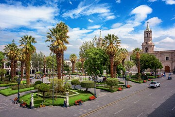 Central square Plaza de Armas in Arequipa, Peru
