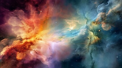 Obraz na płótnie Canvas Colorful and ethereal nebulae, such as the Orion Nebula. AI generated