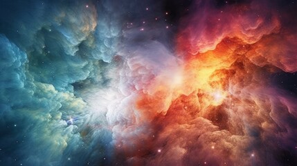 Fototapeta na wymiar Colorful and ethereal nebulae, such as the Orion Nebula. AI generated