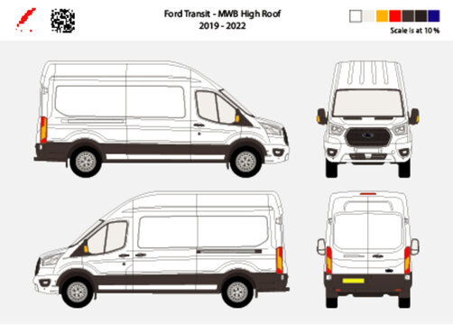 03B Ford Transit MWB High Roof 19-22  Scale at 10%