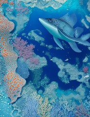 Fototapeta na wymiar coral reef with fish pattern