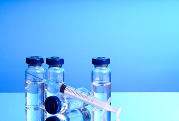 Medicine in vials and syringe , ready for vaccine injection , Cancer Treatment , Pain Treatment and...