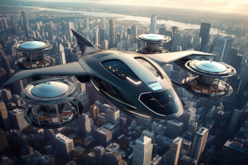 The advanced flying machine with aerodynamics and body with nanocell technology. Generative AI