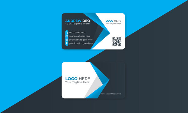 Luxury and elegant business card print template design with front and back presentation. Business Card Modern Template with professional identity.