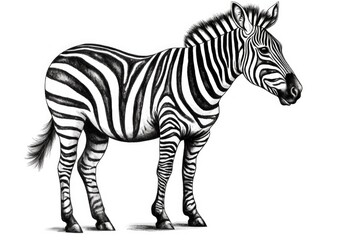 Obraz na płótnie Canvas Cute Zebra drawing on white background - generative AI