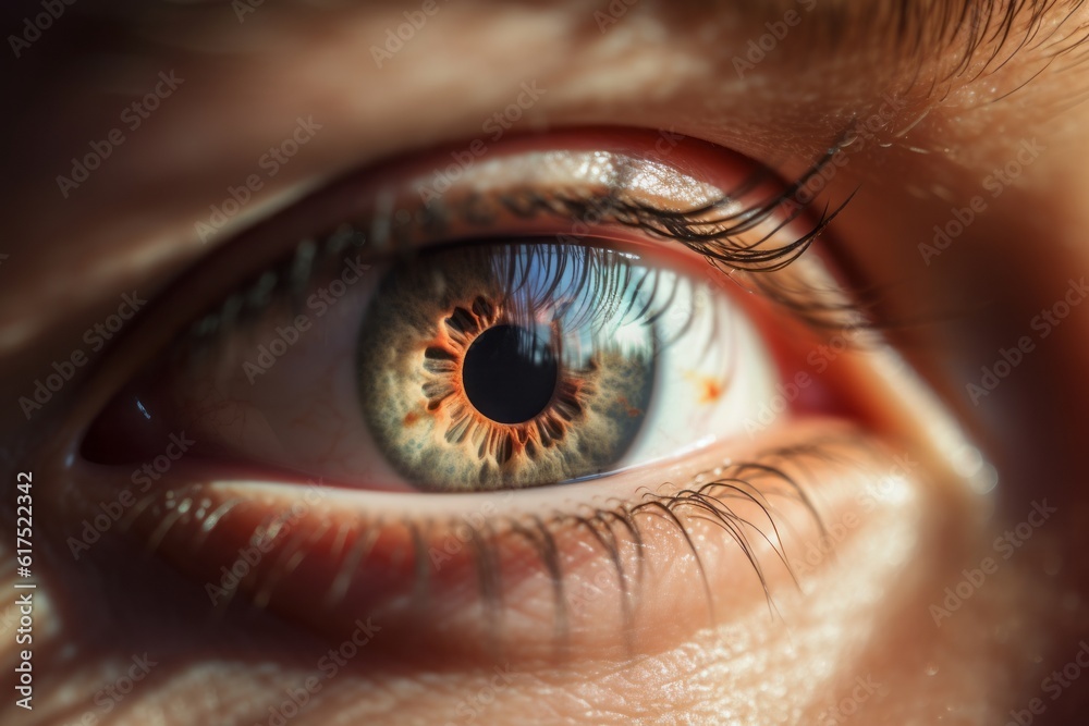 Poster close up of a female eye, digital intrigue: a captivating close-up photograph of a white hacking sym