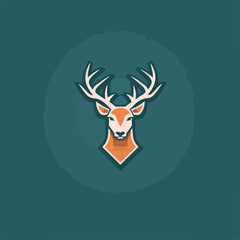 Deer in icon, logo style. Cartoon animal design. Flat vector illustration isolated
