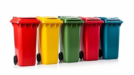 garbage containers for disposal and recycling of waste in different categories. Environmental issues, care for the planet. Sorting of plastic and glass. Generative AI
