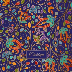 Fototapete Boho-Stil Abstract floral background. Vector ornament pattern. Paisley elements. Great for fabric, invitation, wallpaper, decoration, packaging or any desired idea.