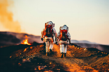 Obraz premium A hyperrealistic capture of a momentous interstellar summit, where representatives from various alien species come together to discuss cooperation and understanding, in hyperrealistic 8k detail