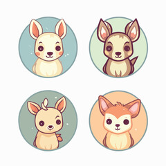 Deer in icon, logo style. Cartoon animal design. Flat vector illustration isolated
