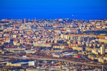 Obraz premium City of Trieste aerial view, capital of Friuli Venezia Giulia region of northern Italy