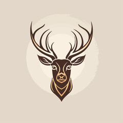 Deer in icon, logo style. Cartoon animal design. Flat vector illustration isolated
