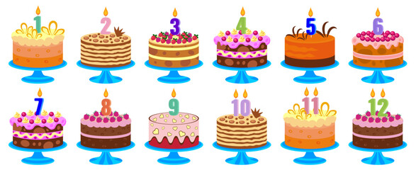 Birthday cakes with candles