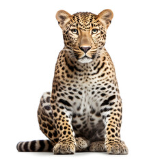 Fototapeta na wymiar Leopard, full body, isolated on white background