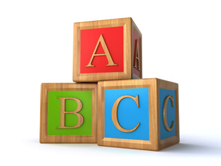 Abc alphabet cubes over the white background (3d rendering)