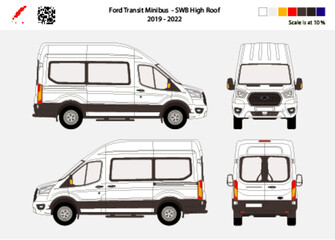 06 Ford Transit Minibus SWB High Roof 19-22  Scale at 10%
