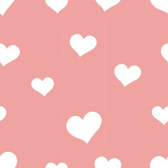 pink background with white hearth pattern