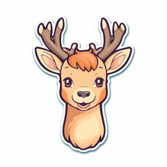 Deer in icon, logo style. Cartoon animal design. Flat vector illustration isolated
