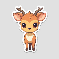 Deer in icon, logo style. Cartoon animal design. Flat vector illustration isolated

