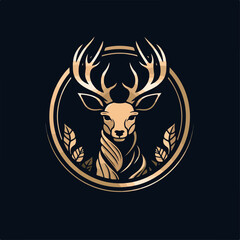 Deer in icon, logo style. Cartoon animal design. Flat vector illustration isolated
