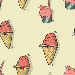 hand drawn delicious ice cream pattern