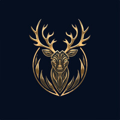 Obraz premium Deer in icon, logo style. Cartoon animal design. Flat vector illustration isolated 