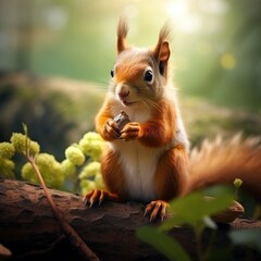 A squirrel sitting on top of a tree branch created with Generative AI technology