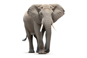 An elephant is standing on a white background created with Generative AI technology