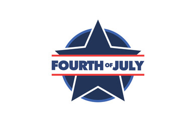 Fourth of July badge. USA Independence day emblem. July 4th celebration sticker.