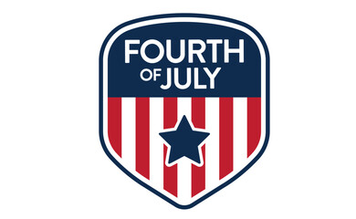 Fourth of July badge. USA Independence day emblem. July 4th celebration sticker.