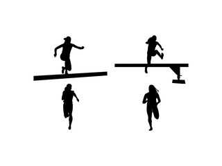 set track and field sports jumping black silhouette