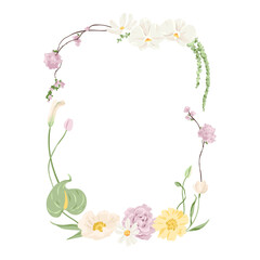 Vector Pastel Floral Rectangle Frame Illustration