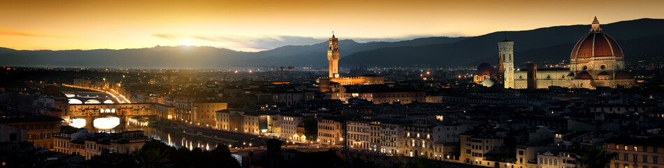 Fototapeta na wymiar Panoramic view of Florence in the evening, Italy