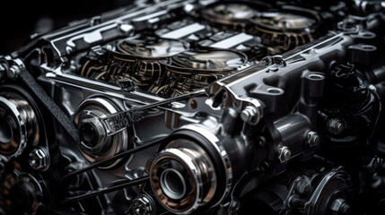 Fototapeta na wymiar Close up detail of new car engine. 