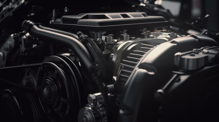Fototapeta na wymiar Close up detail of new car engine. 