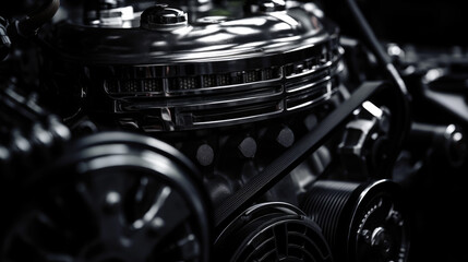 Close up detail of new car engine. 