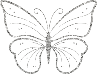 Silver Glitter Butterfly Line Art Silhouette