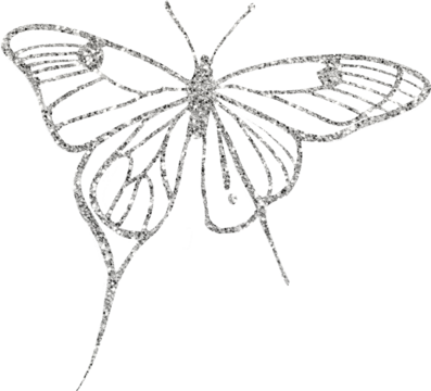 Silver Glitter Butterfly Line Art Silhouette