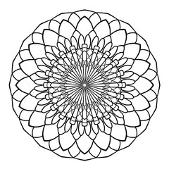 Circular mandala pattern. Decorative doodle ornament. Vector illustration. Coloring book page element.