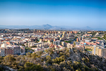 Fototapeta na wymiar Alicante View from the Fortress of Santa Barbara. Sunset.