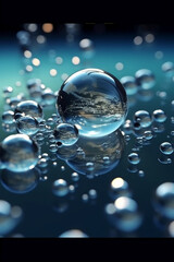 Fototapeta na wymiar Floating 3d water bubbles. AI generative
