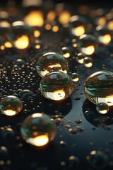 Floating 3d water bubbles. AI generative