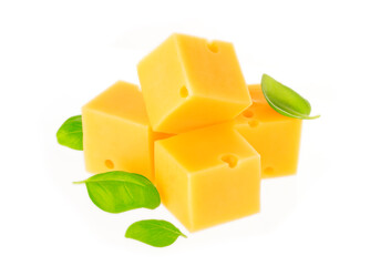 Piece of cheese isolated on a white background. With clipping path.