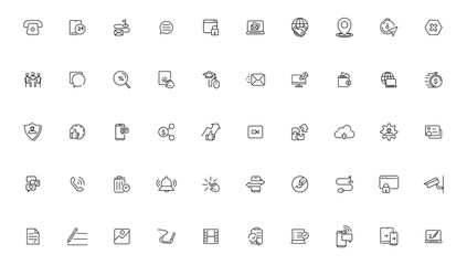 Information technology line icons collection. Big UI icon set in a flat design. Thin outline icons pack.