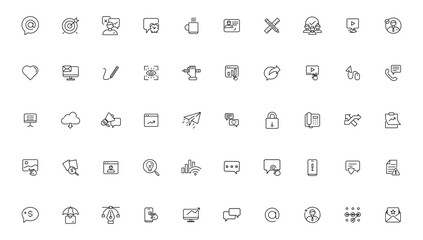 Information technology line icons collection. Big UI icon set in a flat design. Thin outline icons pack.