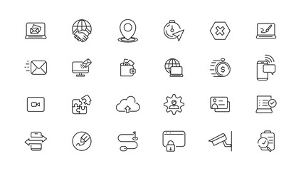 Information technology line icons collection. Big UI icon set in a flat design. Thin outline icons pack.
